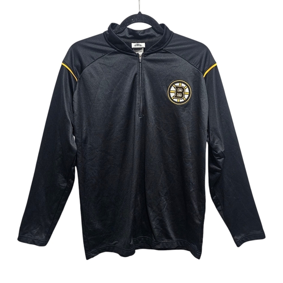 Men's Boston Bruins Antigua Black Glacier Quarter-Zip Pullover Jacket Size Large - Picture 1 of 7